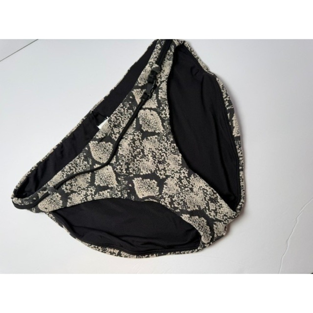 Andie Swim Snakeskin Print‎ Black reversable Print Bikini Bottom Sz S